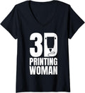 Womens 3D Printing Woman 3D Printer Printing V Neck