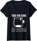 Womens Time Some 3D Action 3D Printing Printer V Neck