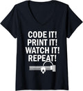 Womens 3D Printer Code It Print It Watch It Repeat It 3D