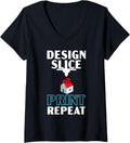 Womens Design Slice Print Repeat Machinist Cnc Programmer 3D Print V Neck