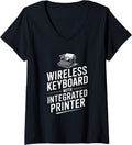 Womens Wireless Keyboard With Integrated Printer Typewriter Novel V Neck