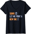 Womens Funny 3D Printer Print A New One V Neck