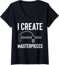 Womens I Create Masterpieces 3D Printer Printing V Neck
