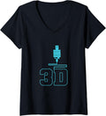 Womens 3D Printer Print Printing Retro One Line Oneline Fineline V Neck
