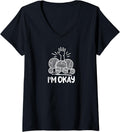 Womens Funny Trapped In The Yarn, Cute Im Ok Crochet Yarn Collector V-Neck