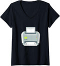 Womens Computer Printer Office Fax Machine Paper Ink V Neck