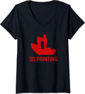 Benchy Shape Red Filament Layers 3D Printing Enthusiast V Neck
