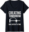 Womens Creating Tomorrow 3D Printer Printing V Neck