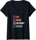 Womens 3D Printer 3D Printing Funny Eat Sleep 3D Print Repeat Retro