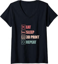 Womens 3D Printer 3D Printing Funny Eat Sleep 3D Print Repeat Retro