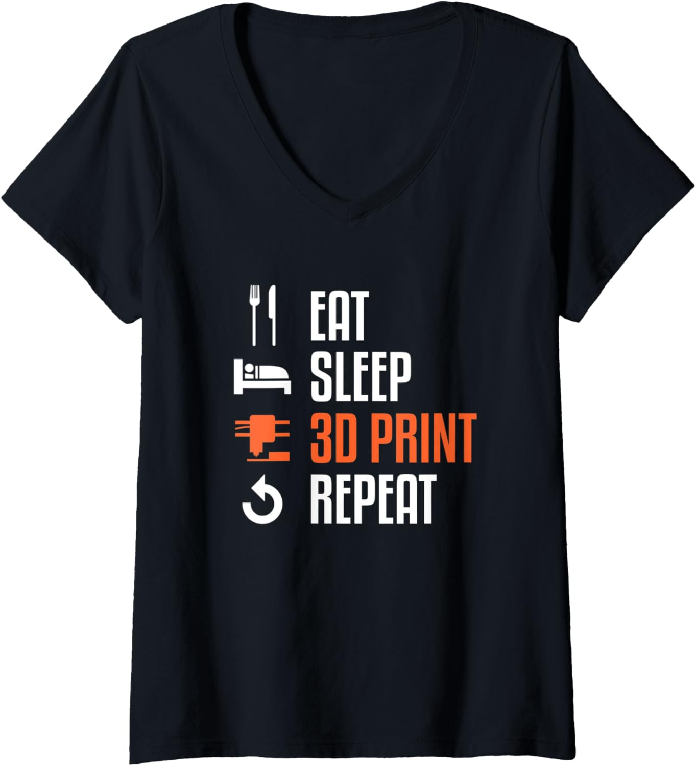 Womens Eat Sleep 3D Print Repeat Printer Printing V Neck