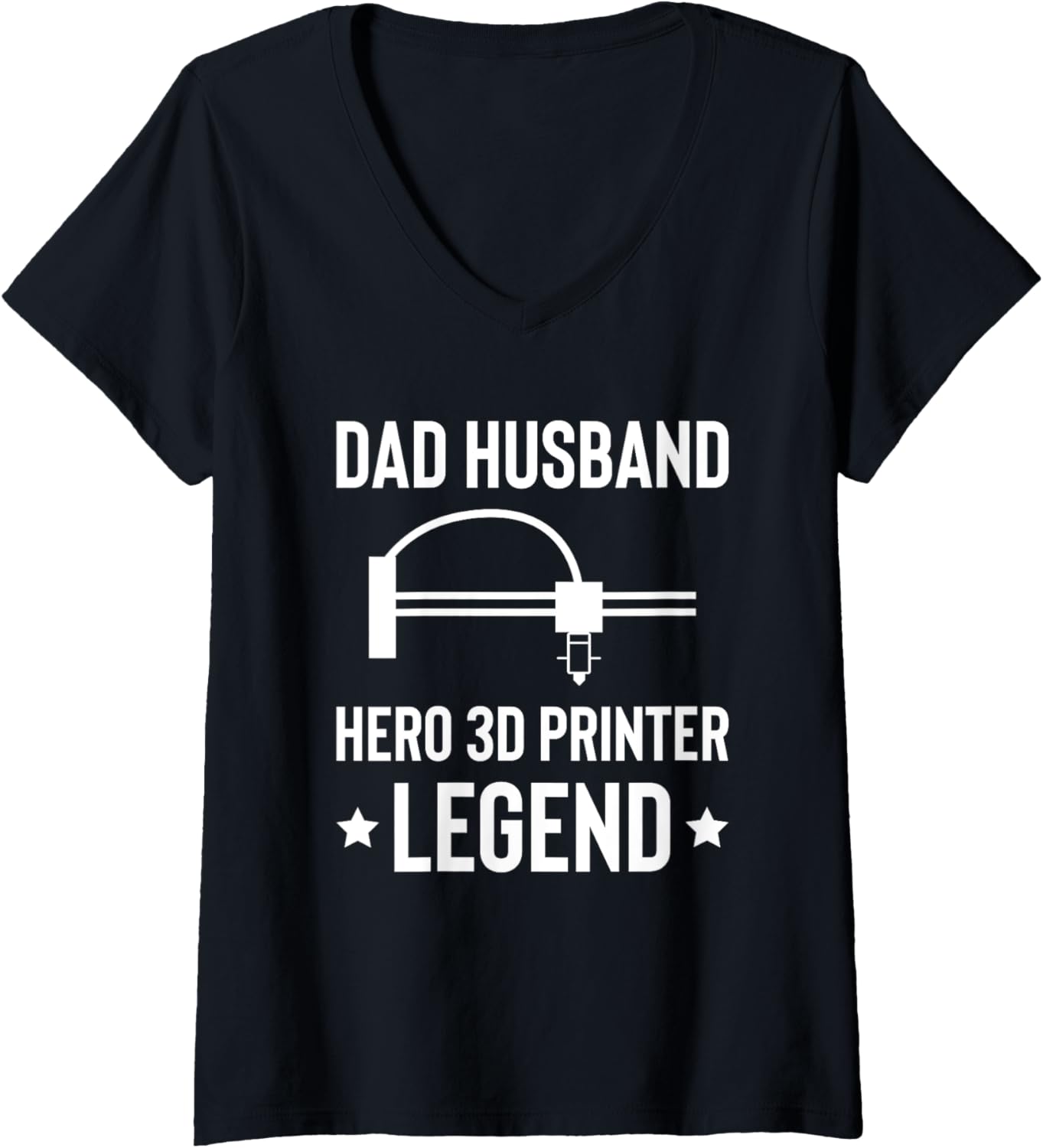 Womens Dad Husband Hero 3D Printer Printing Fathers Day V Neck