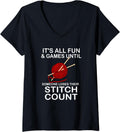 Womens Womens Funny Knitting Crochet Lover Yarn Gift V-Neck