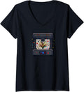 Womens Printer With Fireworks Design Patriotic 3D Printing V Neck