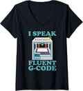 Womens I Im Speak Fluent G Code 3D Printer V Neck