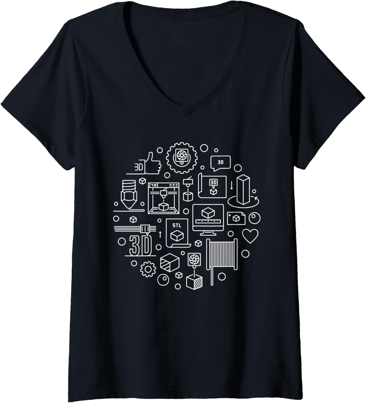 Womens 3D Printing 3D Printers Additive Manufacturing Fans V Neck