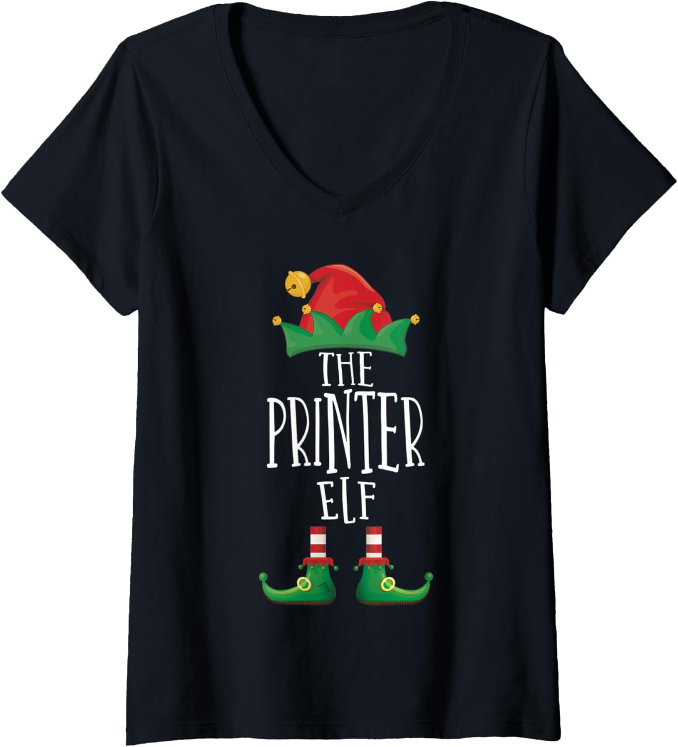 Womens Printer Elf Family Matching Christmas Pajamas V Neck