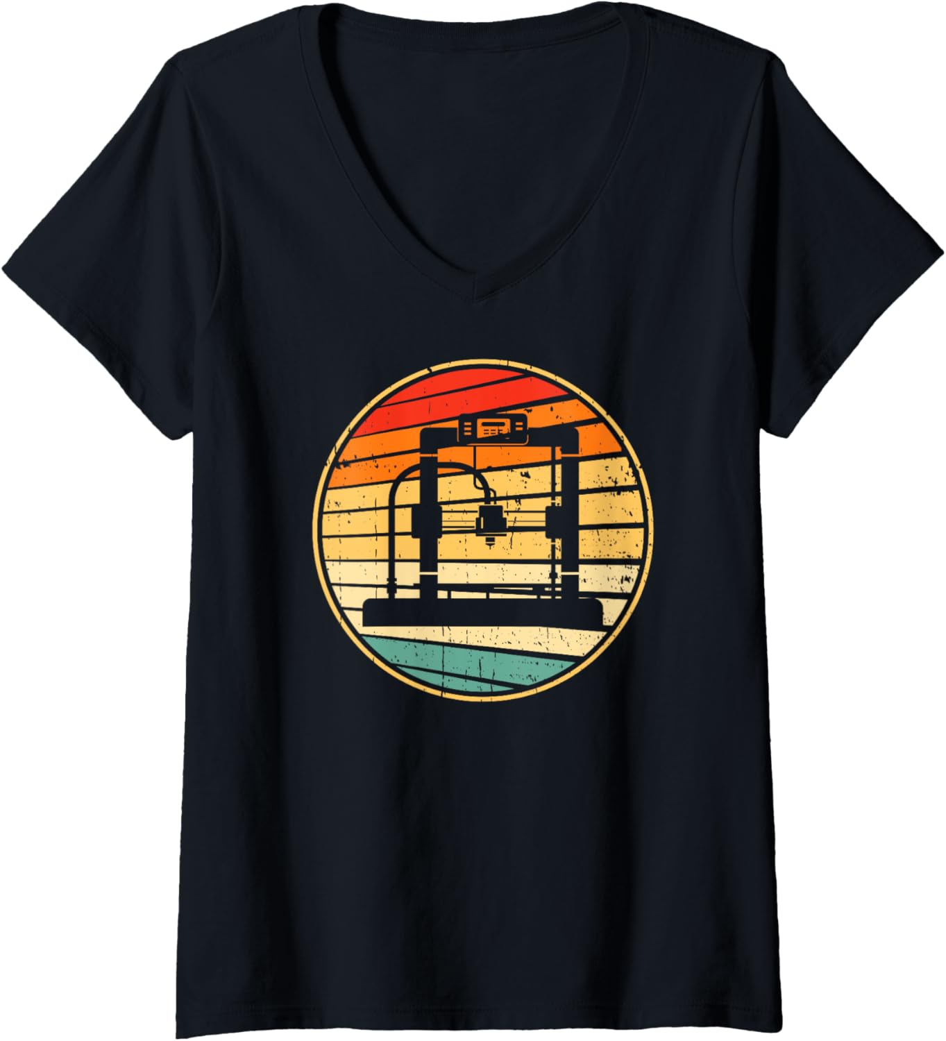 Womens 3D Printer 3D Filament Retro Vintage 3D Printing V Neck