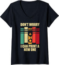 Womens Funny Vintage 3D Printer Filament Printing Machine Lover Gag V Neck