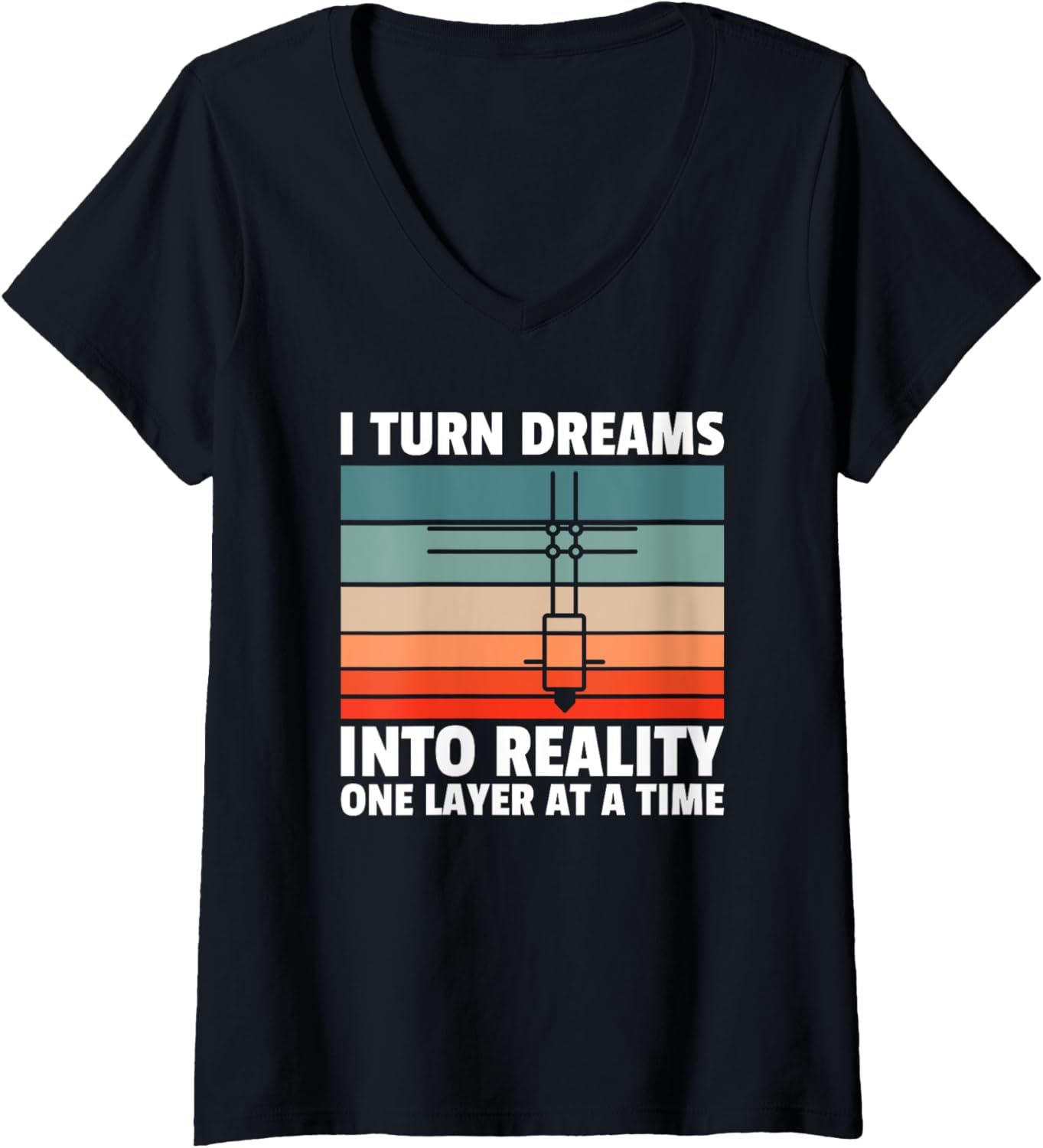 Womens I Turn Dreams In Reality Print 3D Printer V Neck