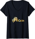 Womens Bitcoin Coin That Someone Bit V Neck