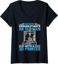 Womens 3D Printer Cool Never Underestimate Old Man 3D Printing Geek V