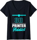 Womens 3D Printer Addict Printing 3D Printer Lovers V Neck