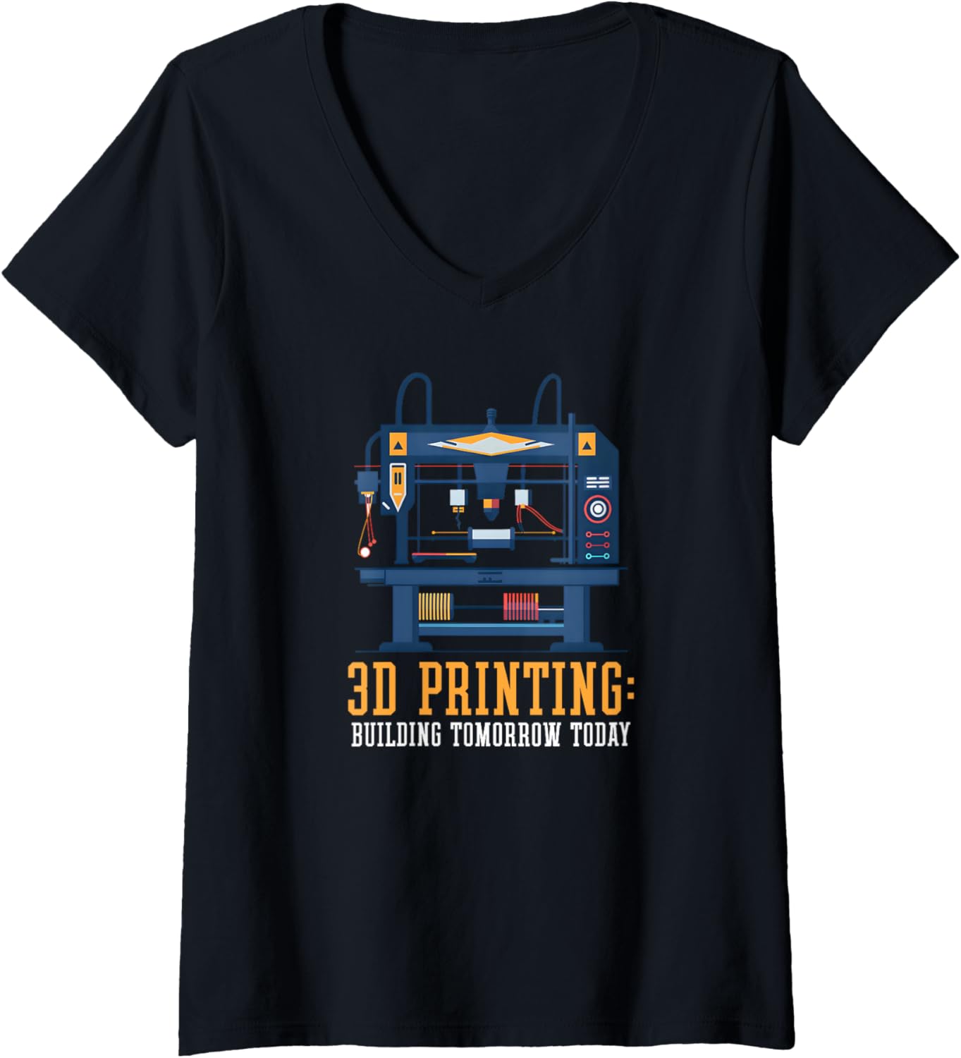 Womens 3D Printer Accessories Building Tomorrow V Neck