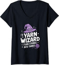 Womens Witty Knitting Design for Yarn Obsessed Women V-Neck