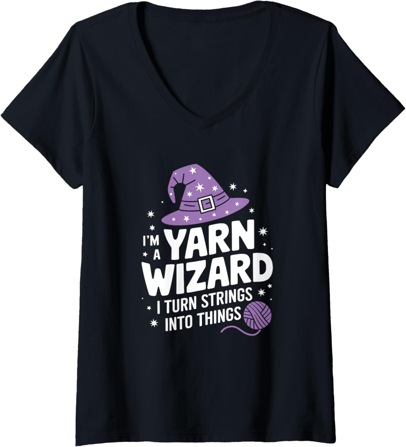 Womens Witty Knitting Design for Yarn Obsessed Women V-Neck