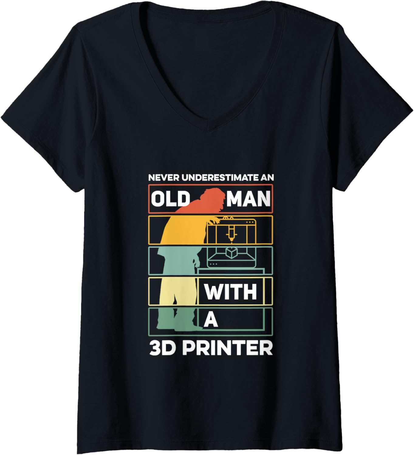 Never Underestimate An Old Man With A 3D Printer Lovers V Neck