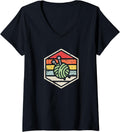 Womens Retro Badge Crochet Yarn V-Neck
