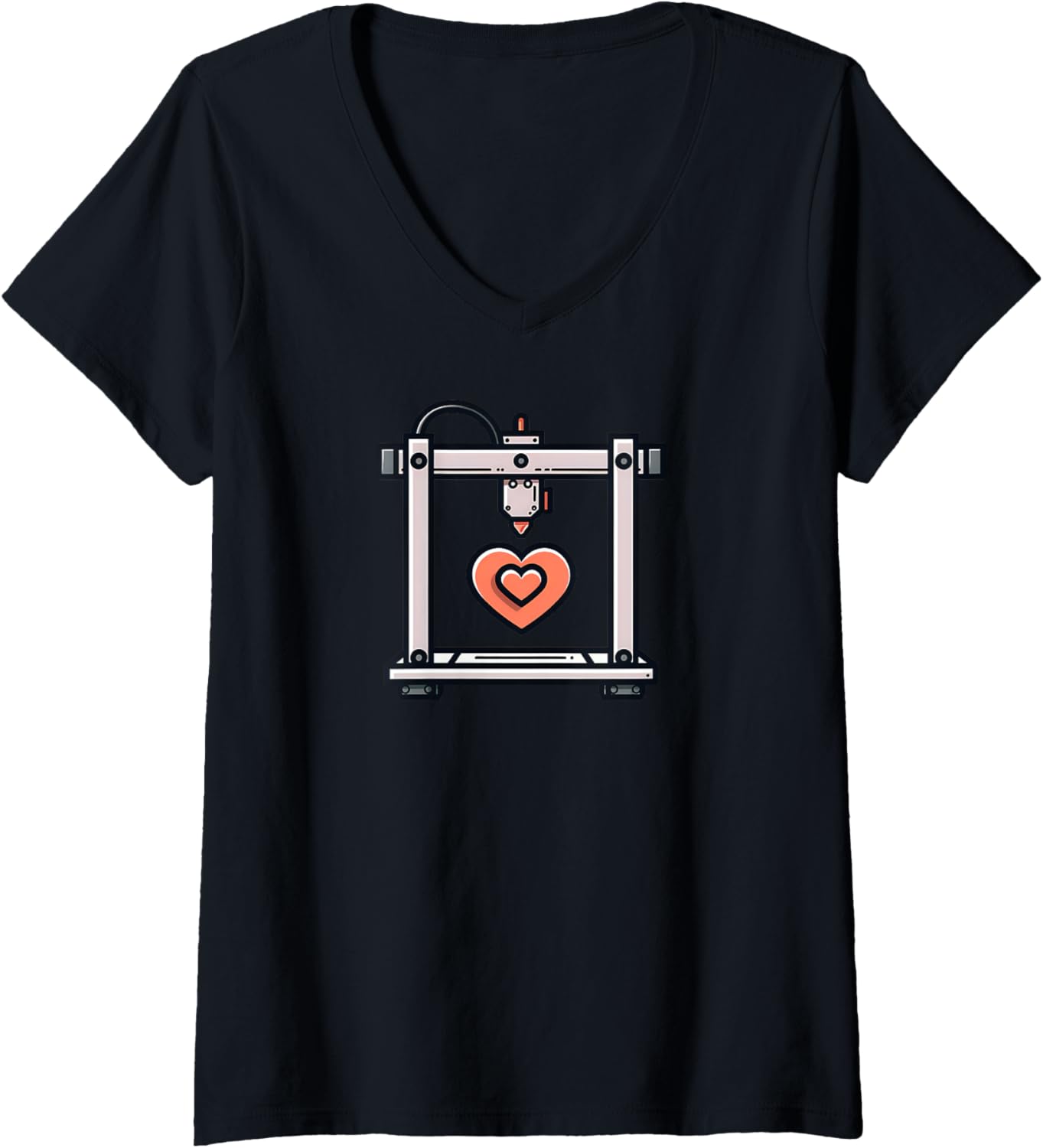 Womens 3D Printer Accessories 3D Printer With Heart V Neck
