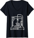 Womens Retro Print 3D Printing Funny 3D Printer Enthusiasts V Neck