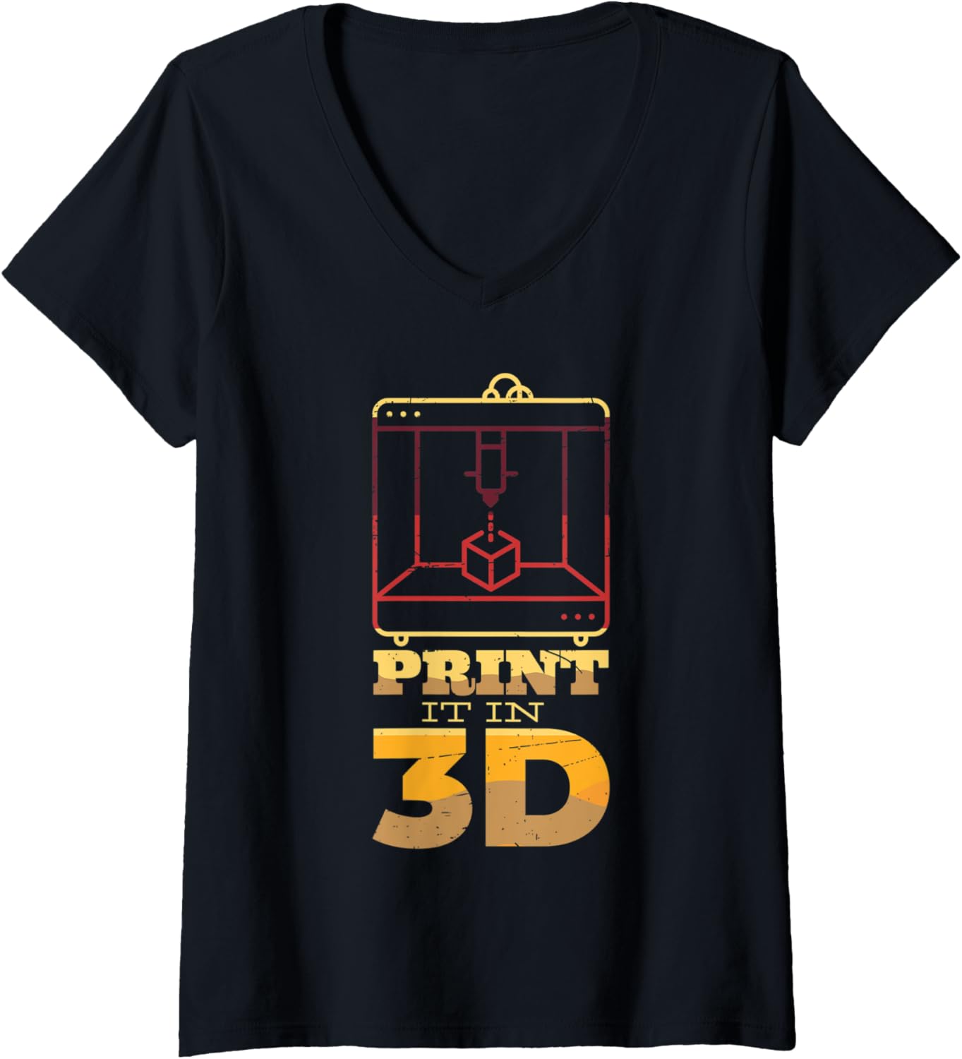 Womens Print It In 3D Printing Machine 3D Printer V Neck