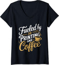 Womens Fueled By 3D Printing Coffee V Neck