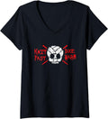 Womens Knit Fast Die Warm Skull Yarn Gift Knitting Helloween V-Neck