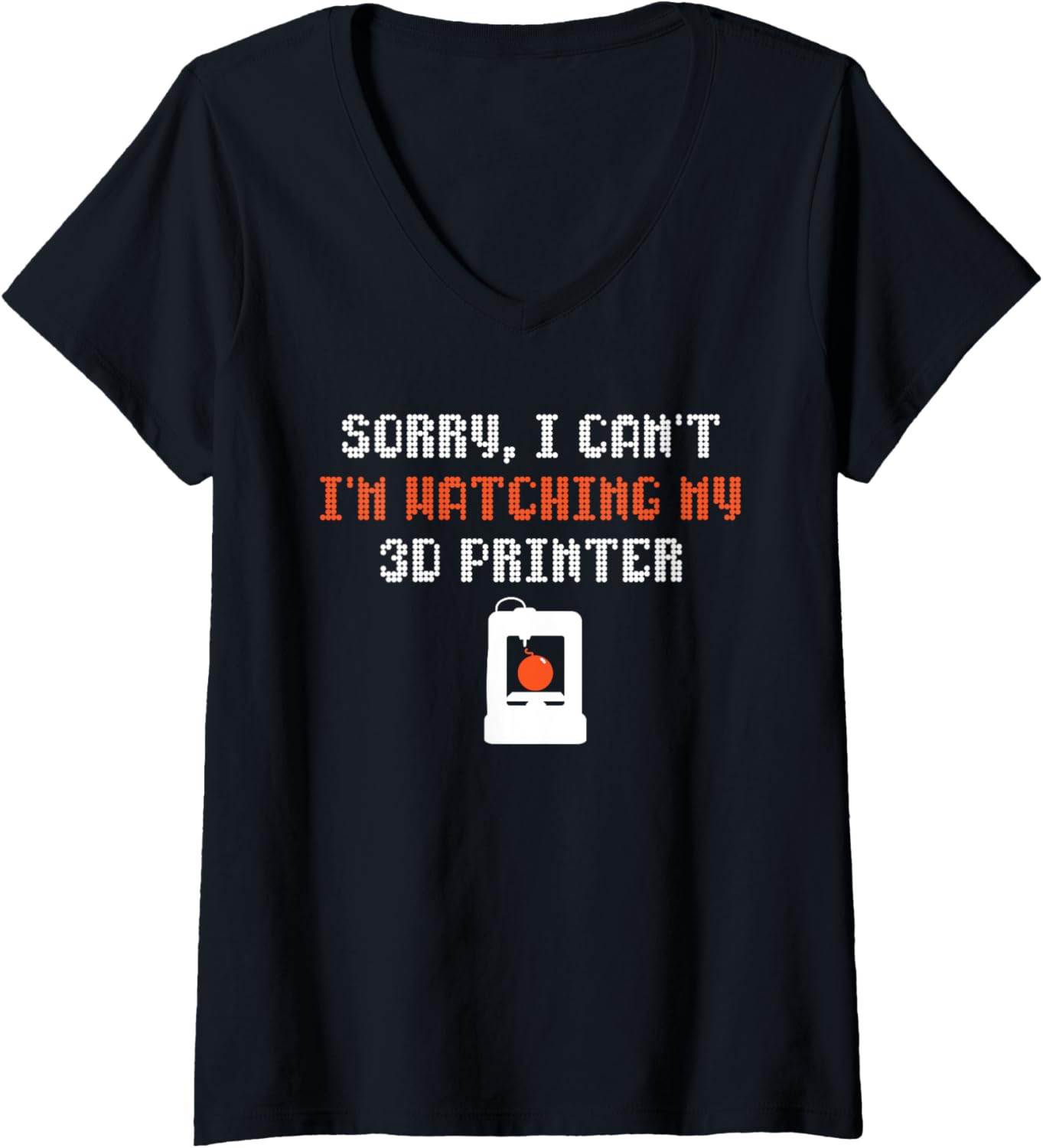 Womens Funny 3D Printer Excuse Introverts Design V Neck