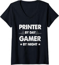 Womens Printer By Day Gamer By Night V Neck