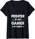 Womens Printer By Day Gamer By Night V Neck