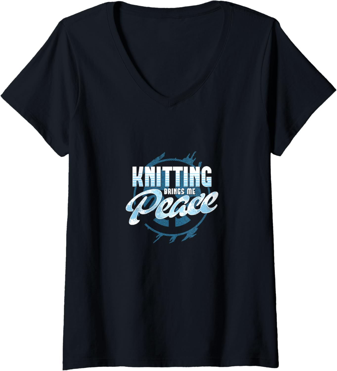 Womens Knitting Brings Me Peace - Relaxing Hobby for Yarn Lovers V-Neck