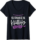 Funny Knitting Needles Yarn Lover Crocheting Crafter Knitter V-Neck