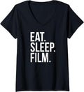 Womens Eat Sleep Film Filmmaker Filmmaking V-Neck