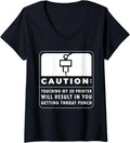 Womens Caution Touching My 3D Printer Will Result V Neck