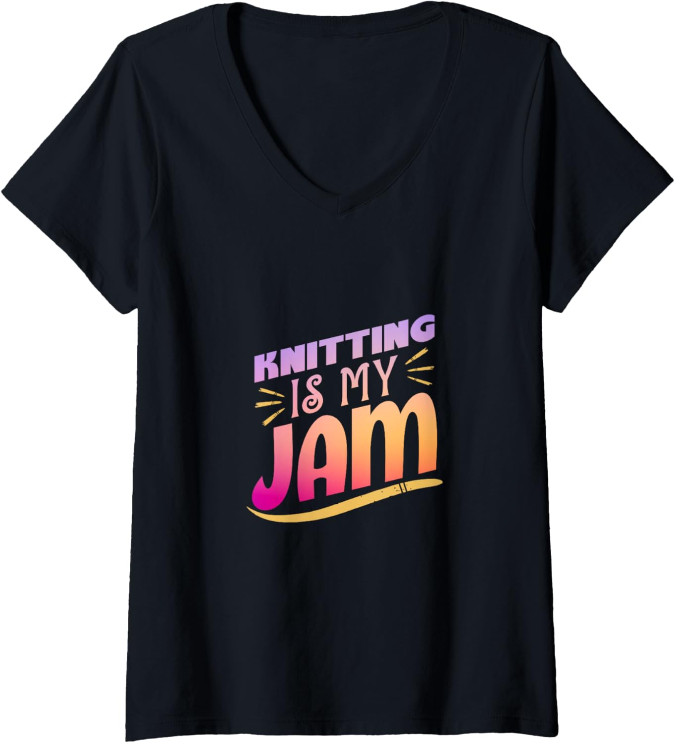 Womens Knitting Is My Jam - Funny Yarn Lover V-Neck