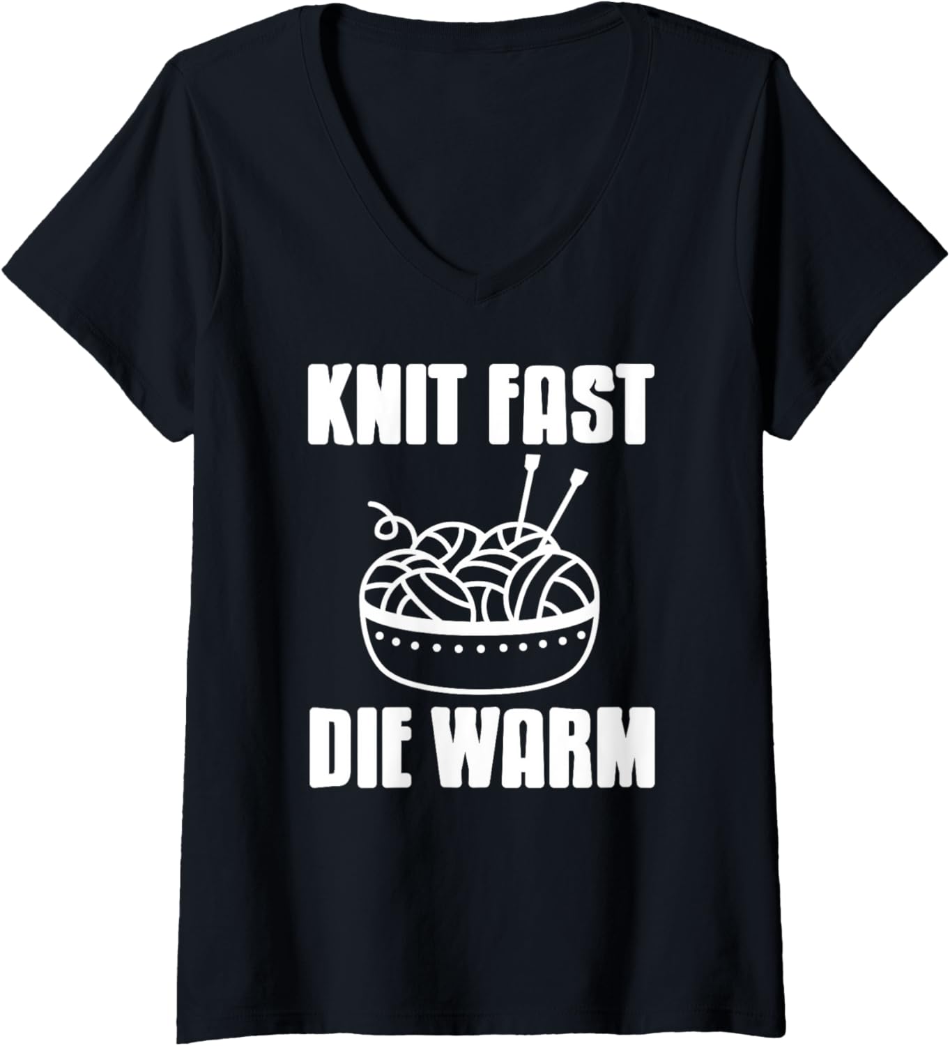 Womens Knit Fast Die Warm Funny Yarn Rebel Quote V-Neck