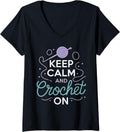 Womens Funny Crochet Lover Knitting Yarn Crocheter Design V-Neck