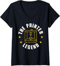 Womens Printer Legend 3D Printing Printer V Neck