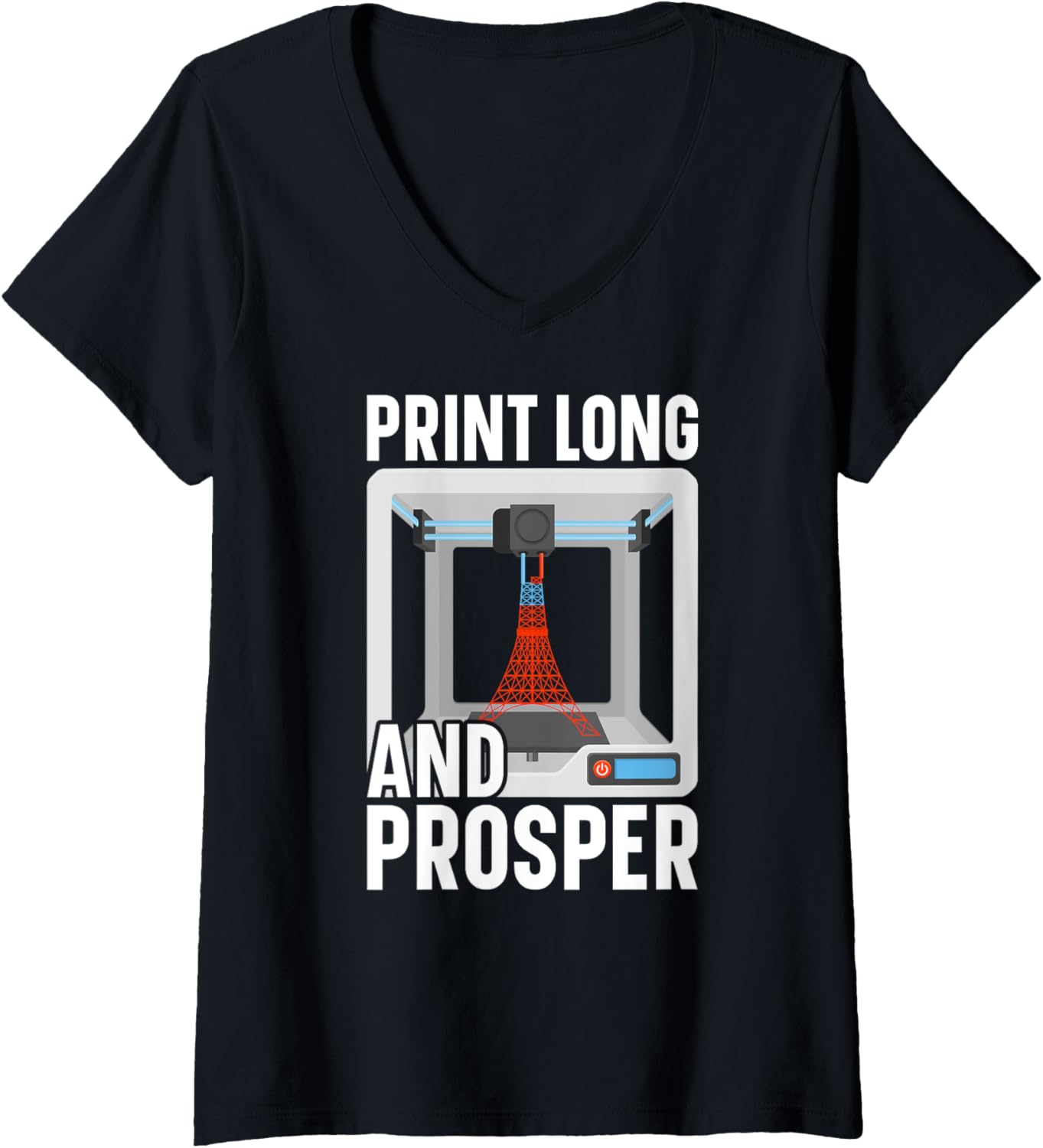 Womens Print Im Long Prosper 3D Printer V Neck