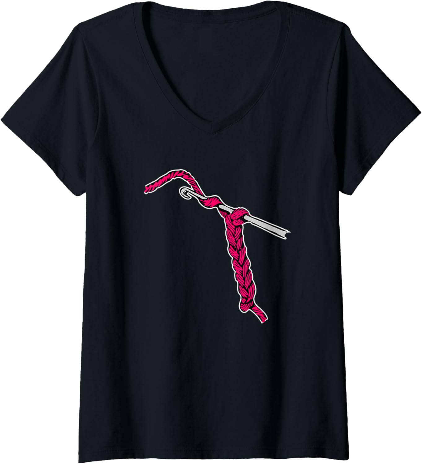 Womens Crochet Hook Pink Crochet Yarn V-Neck